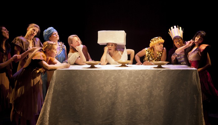 Megan Follows (center) and the cast of The Penelopiad. Photo by John Lauener.